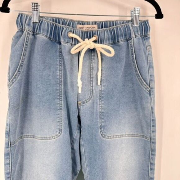 One Teaspoon Pacifica Luxe Stretch Drawstring Boyfriend Pull On Jeans XS - Picture 7 of 13